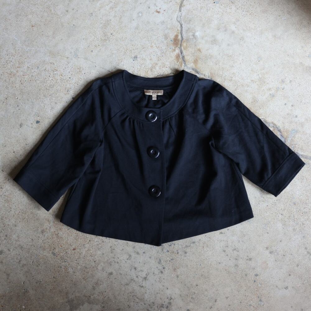 Vintage Black Cropped Cardigan Big Button Jacket Y2K Minimalist PM